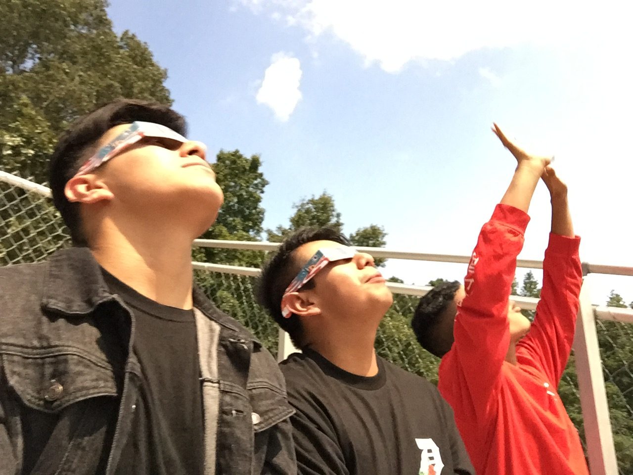 Junior Students, Jesus Sosa Hernandez , Arcxel Cruz and Rodrigo Cedillo Looking At solar Eclipse.