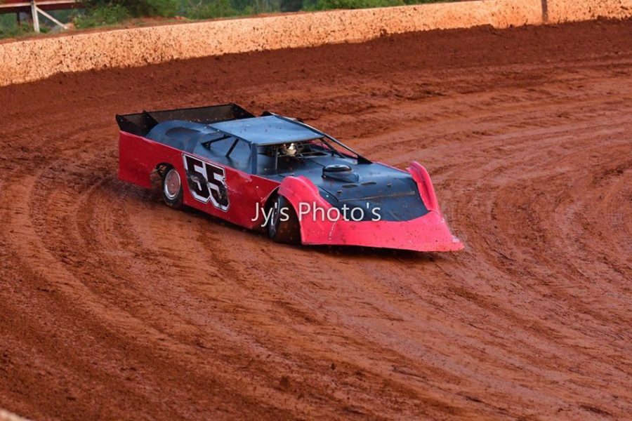 Danny Howell sliding it sideways in hot laps.