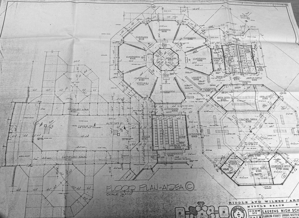 A map of what the school was supposed to look like, featuring the library, S-101 and an A-Pod, which was never built.